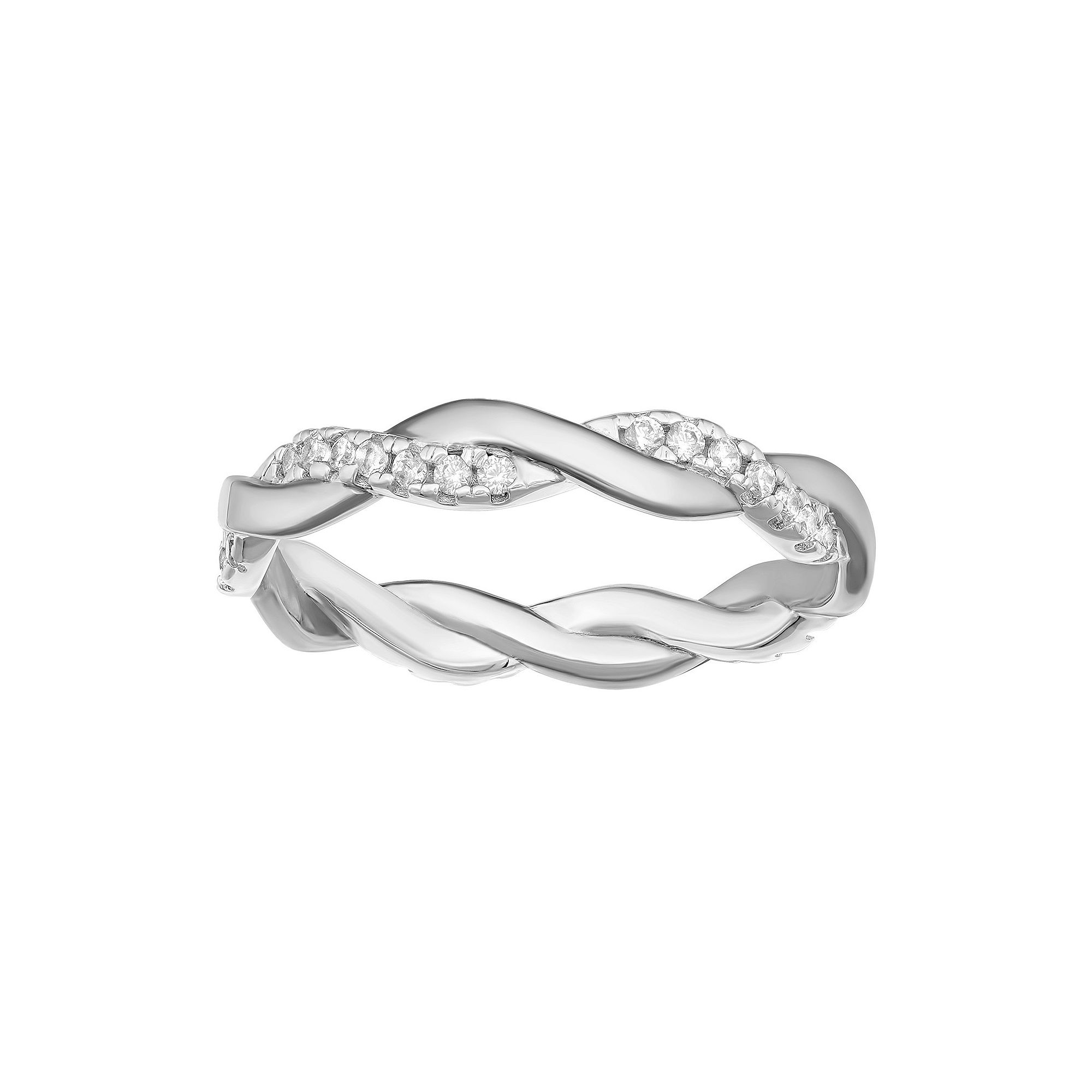 PRIMROSE Sterling Silver Cubic Zirconia Twist Ring, Womens, Size: 6