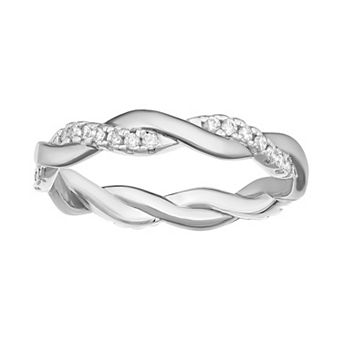 PRIMROSE Sterling Silver Cubic Zirconia Twist Ring