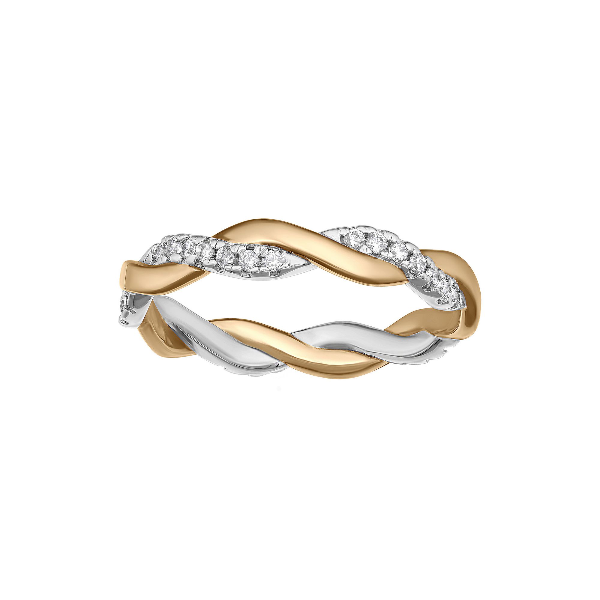 PRIMROSE Sterling Silver Cubic Zirconia Twist Ring, Womens, Size: 9, Two T