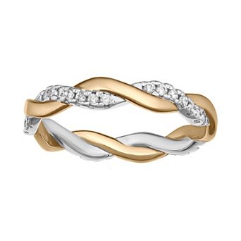 PRIMROSE Sterling Silver Cubic Zirconia Twist Ring
