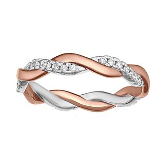 PRIMROSE Sterling Silver Cubic Zirconia Twist Ring