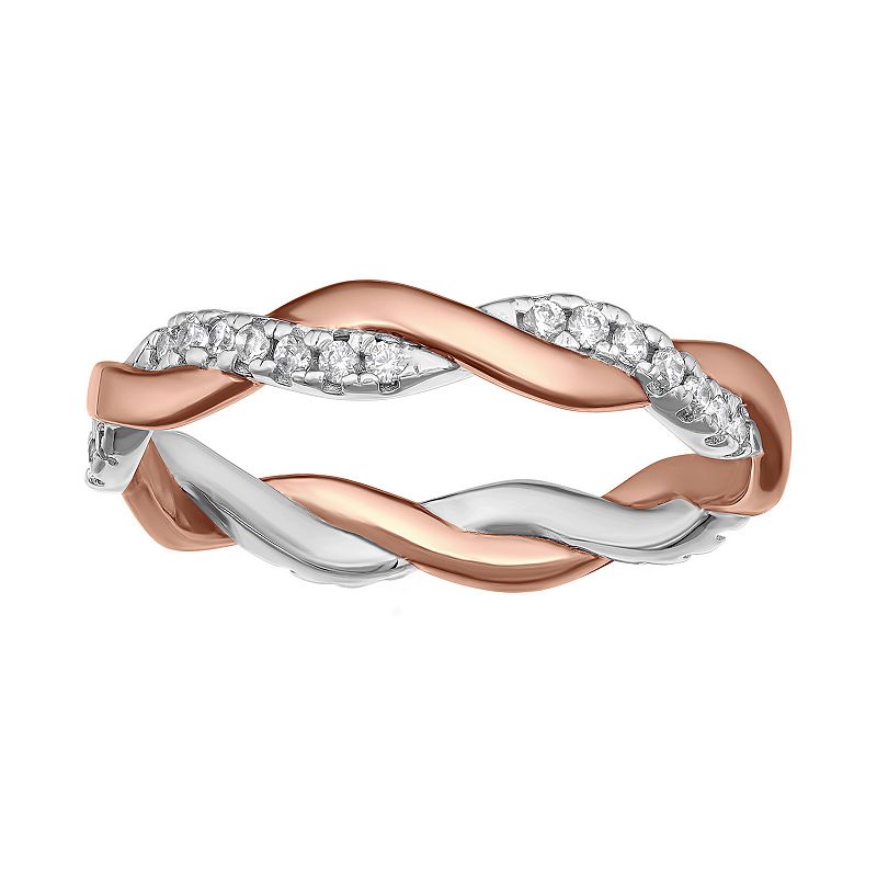 PRIMROSE Sterling Silver Cubic Zirconia Twist Ring, Womens, Size: 8, Multi