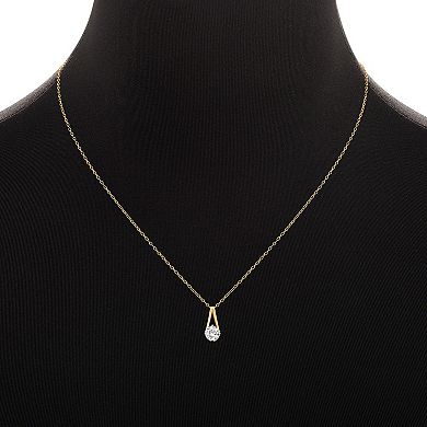 PRIMROSE 18k Gold Over Silver Cubic Zirconia Pendant Necklace & Stud Earring Set