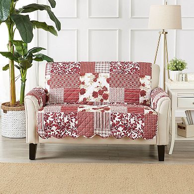 Great Bay Home Patchwork Scalloped Loveseat Furniture Protector