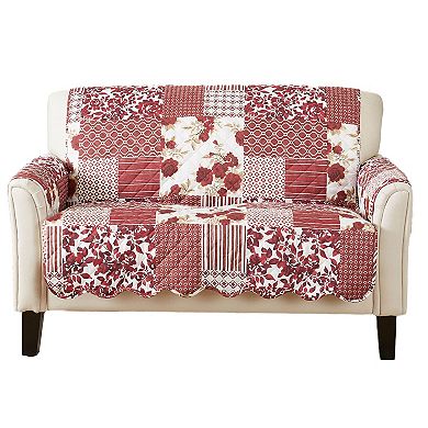 Great Bay Home Patchwork Scalloped Loveseat Furniture Protector