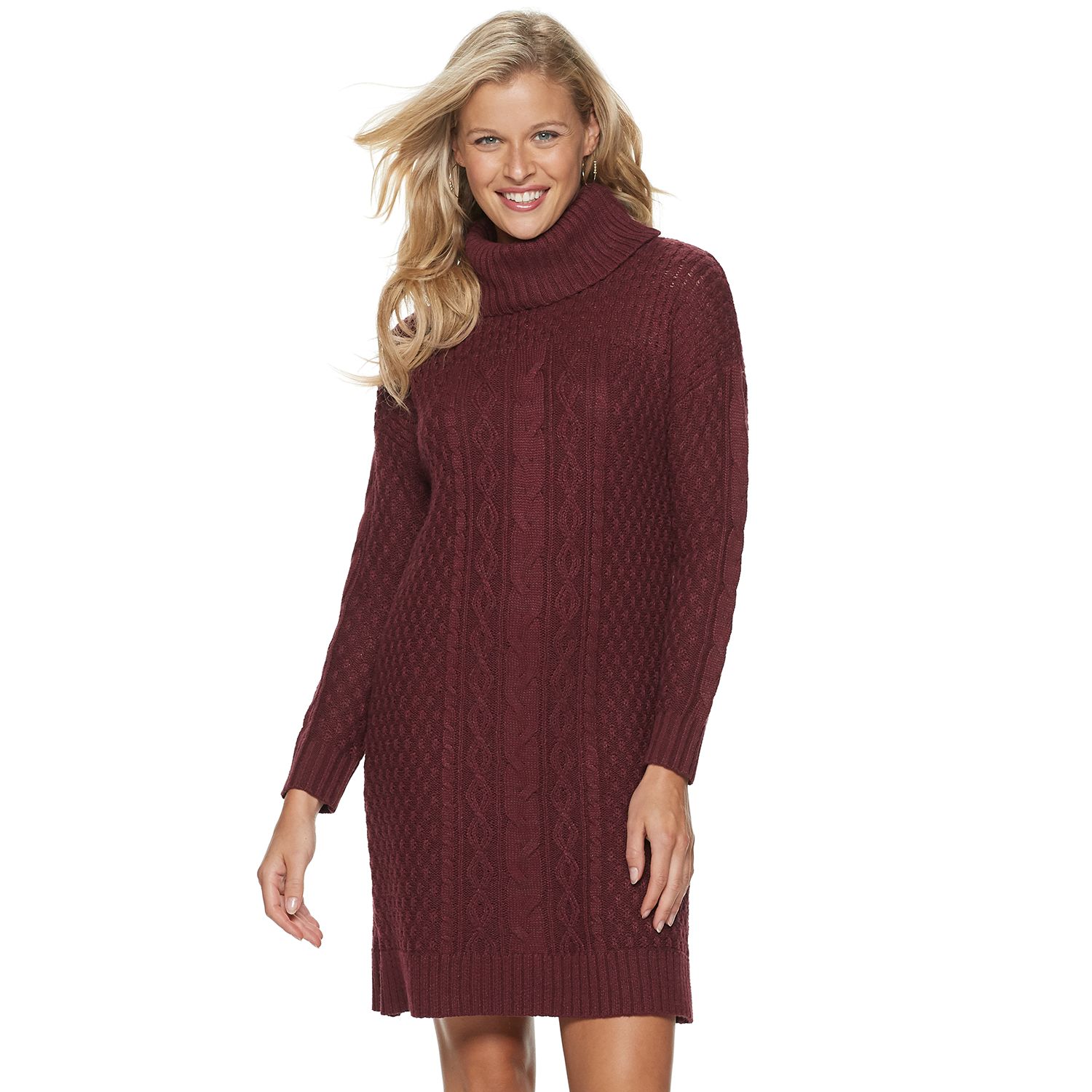 cowl neck long sleeve sweater dress