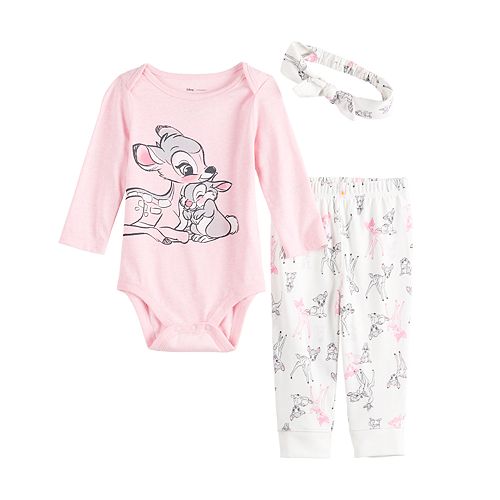 Disney's Bambi Baby Girl Graphic Bodysuit, Pants & Hat Set by Jumping