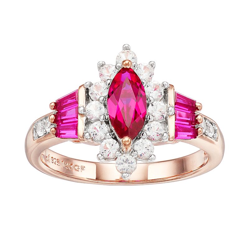14k Rose Gold Over Silver Lab-Created Ruby & Lab-Created White Sapphire Mar