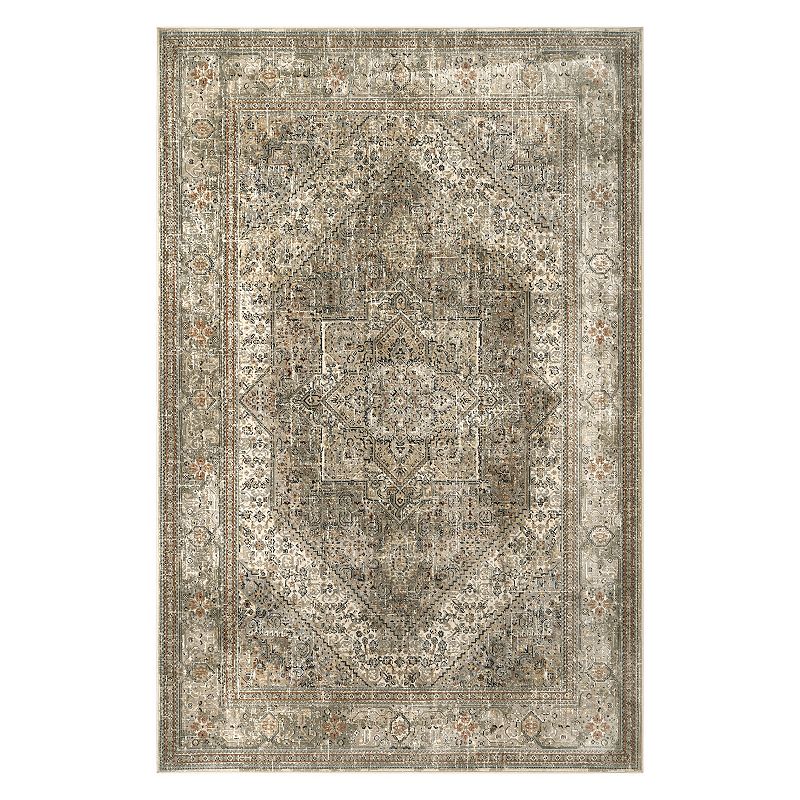 nuLOOM Traditional Carol Medallion Area Rug, Beig/Green, 8X11 Ft