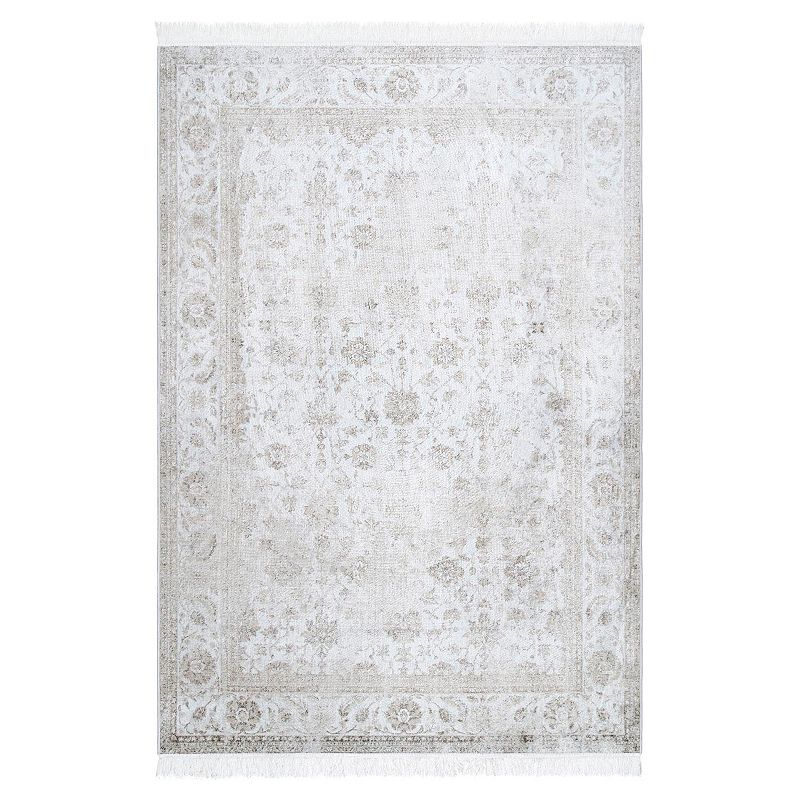 nuLOOM Vintage Floral Elyse Fringe Area Rug, Lt Beige, 10X14 Ft