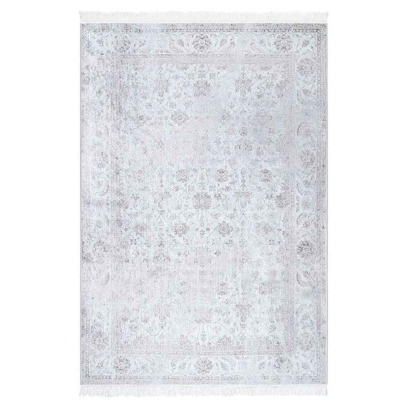 nuLOOM Vintage Floral Elyse Fringe Area Rug, Silver, 10X14 Ft