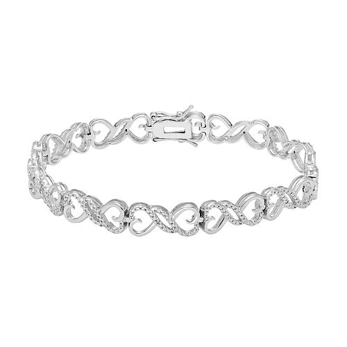 Sterling Silver Diamond Accent Infinity Heart Bracelet