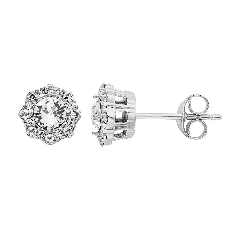 Diamond Splendor Sterling Silver Crystal & Diamond Accent Hoop Earrings, Wo
