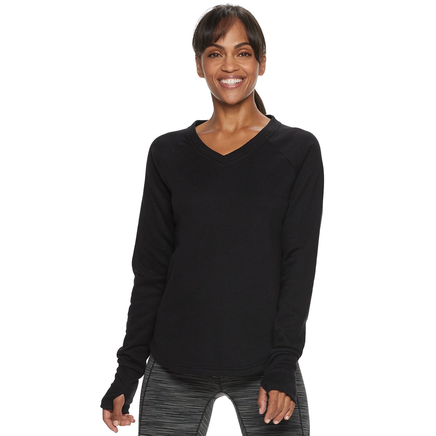 black v neck sweatshirt