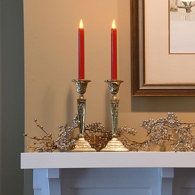 LumaBase Red Taper LED Candle Set