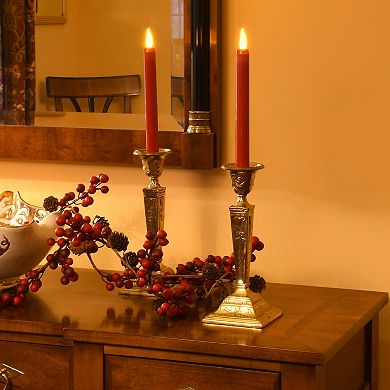 LumaBase Red Taper LED Candle Set