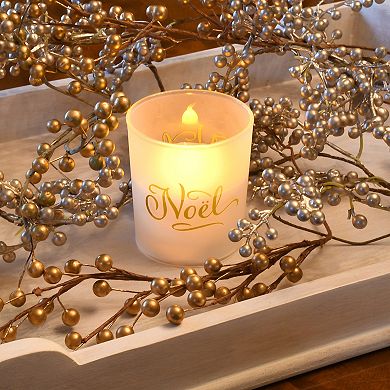 LumaBase "Noel" Wax Filled LED Candle Set in Glass Holders