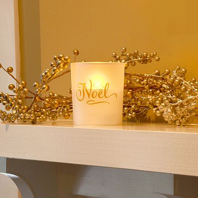 LumaBase "Noel" Wax Filled LED Candle Set in Glass Holders