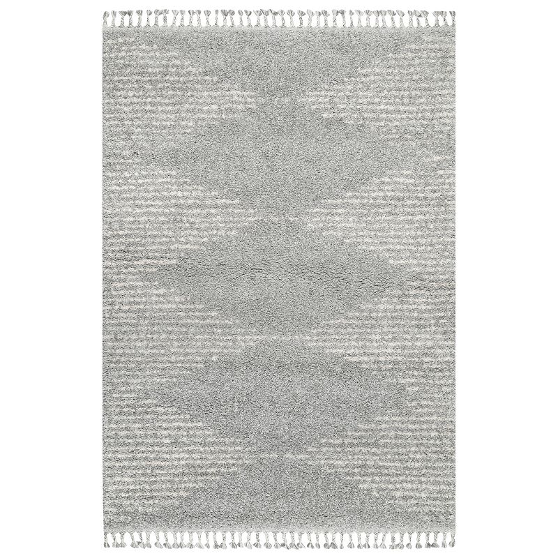 39536191 nuLOOM Bria Moroccan Diamond Tassel Rug, Grey, 7X9 sku 39536191