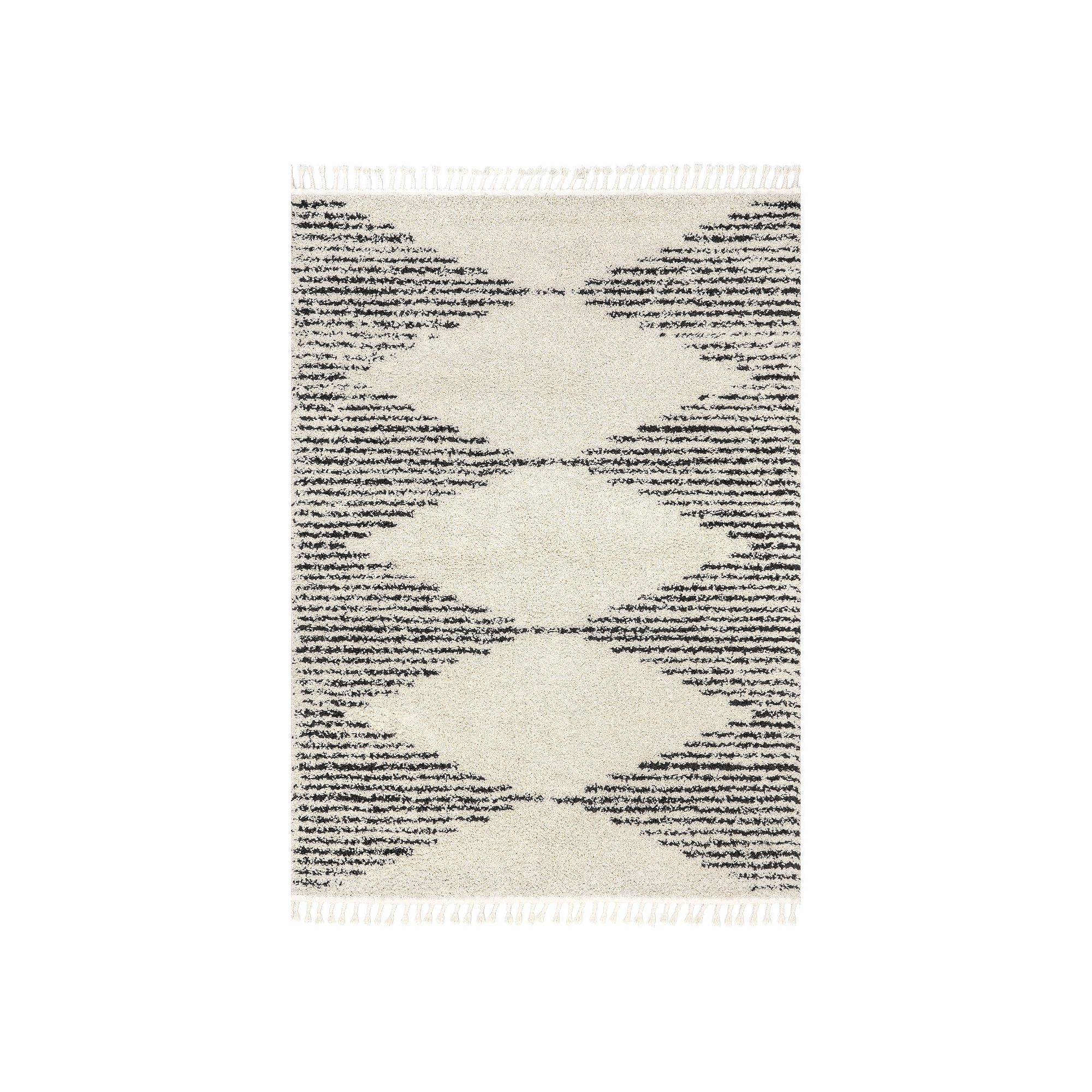 Rugs USA Bria Moroccan Diamond Tassel Rug, Off White