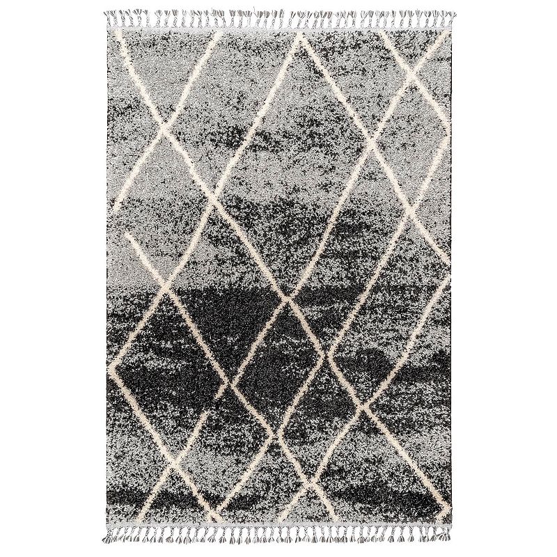 nuLOOM Shannon Moroccan Tassel Shag Rug, Black, 9X12 Ft