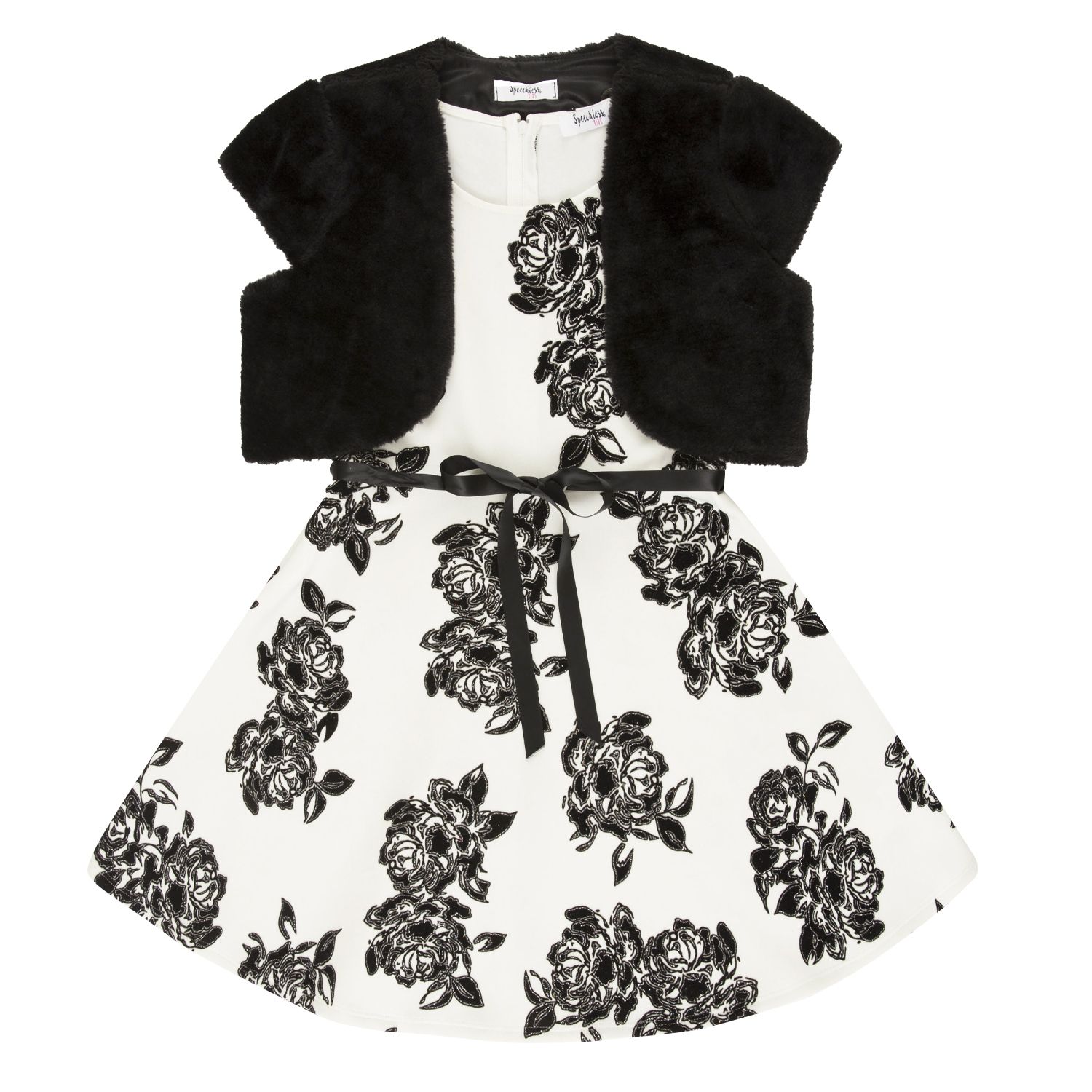 girls black floral dress
