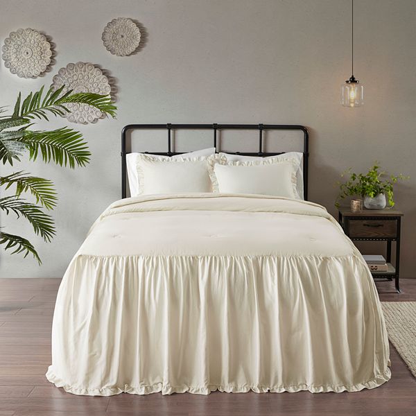 Details about   HIG 3 Piece ECHO Classic Ruffle Skirt Bedspread Set 30 inches Drop White 