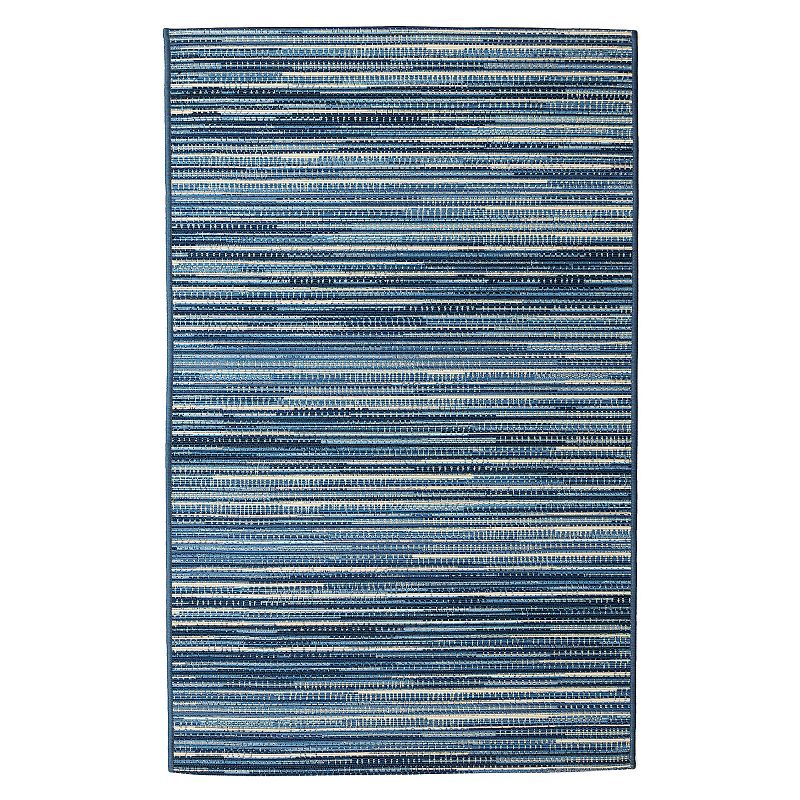 Liora Manne Marina Stripes Indoor Outdoor Rug, Blue, 8X10 Ft