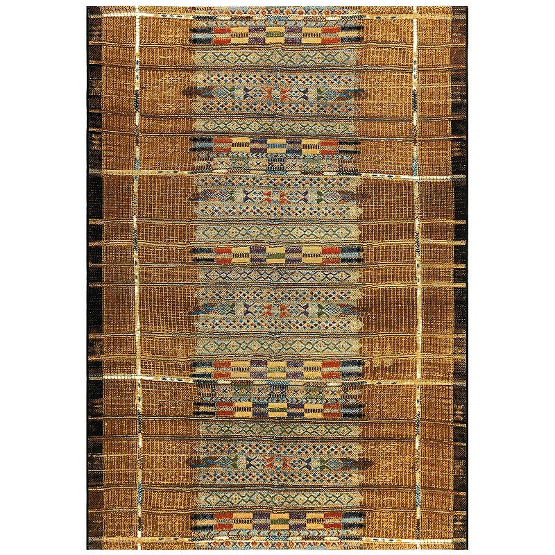 Liora Manne Marina Tribal Stripe Indoor Outdoor Rug, Yellow, 8X10 Ft