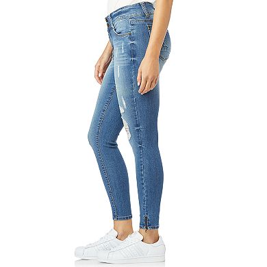 Juniors' Wallflower Distressed Curvy Fashion Ankle Jeans
