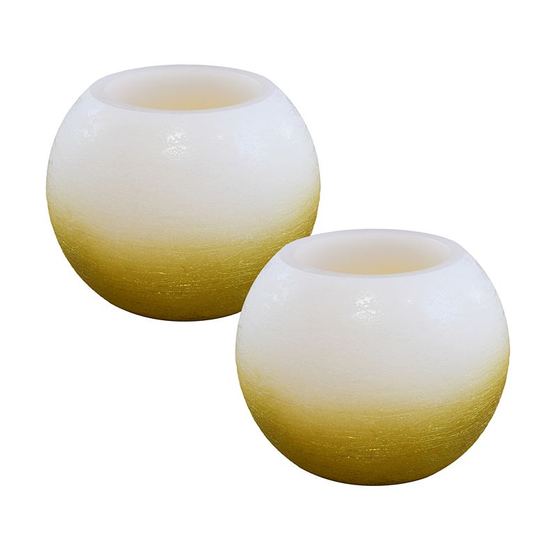 Round LED Unscented Candle 2-piece Set, Multicolor