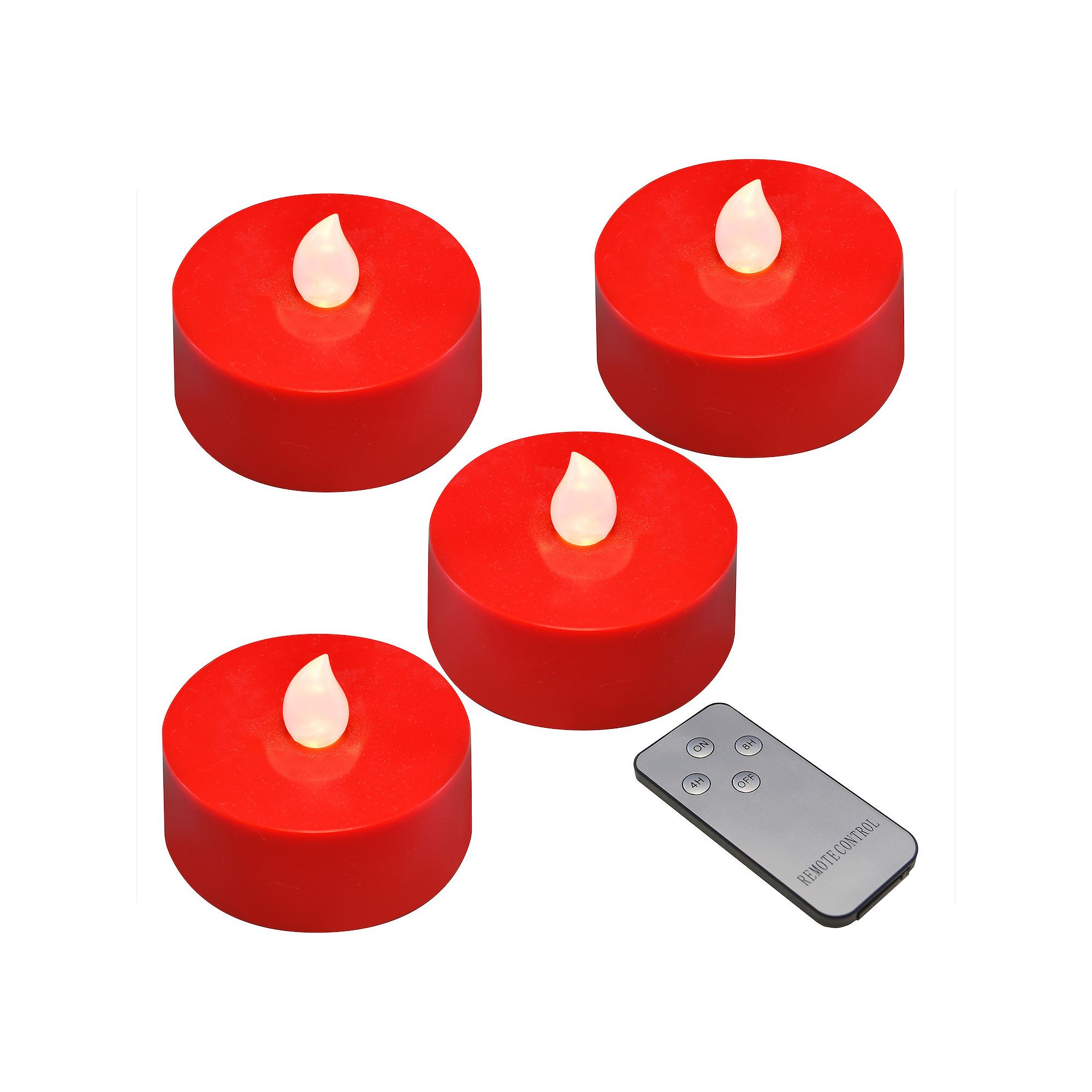 LumaBase Extra Large LED Tea Light 5-piece Set, Red