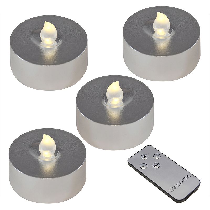 LumaBase Extra Large LED Tea Light 5-piece Set, Silver