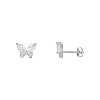 PRIMROSE Sterling Silver Cubic Zirconia Butterfly Stud Earrings