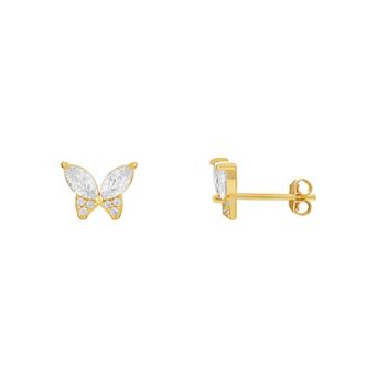 PRIMROSE Sterling Silver Cubic Zirconia Butterfly Stud Earrings