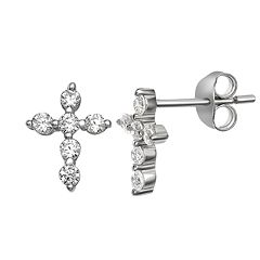 PRIMROSE Sterling Silver Cross Fishhook Earrings