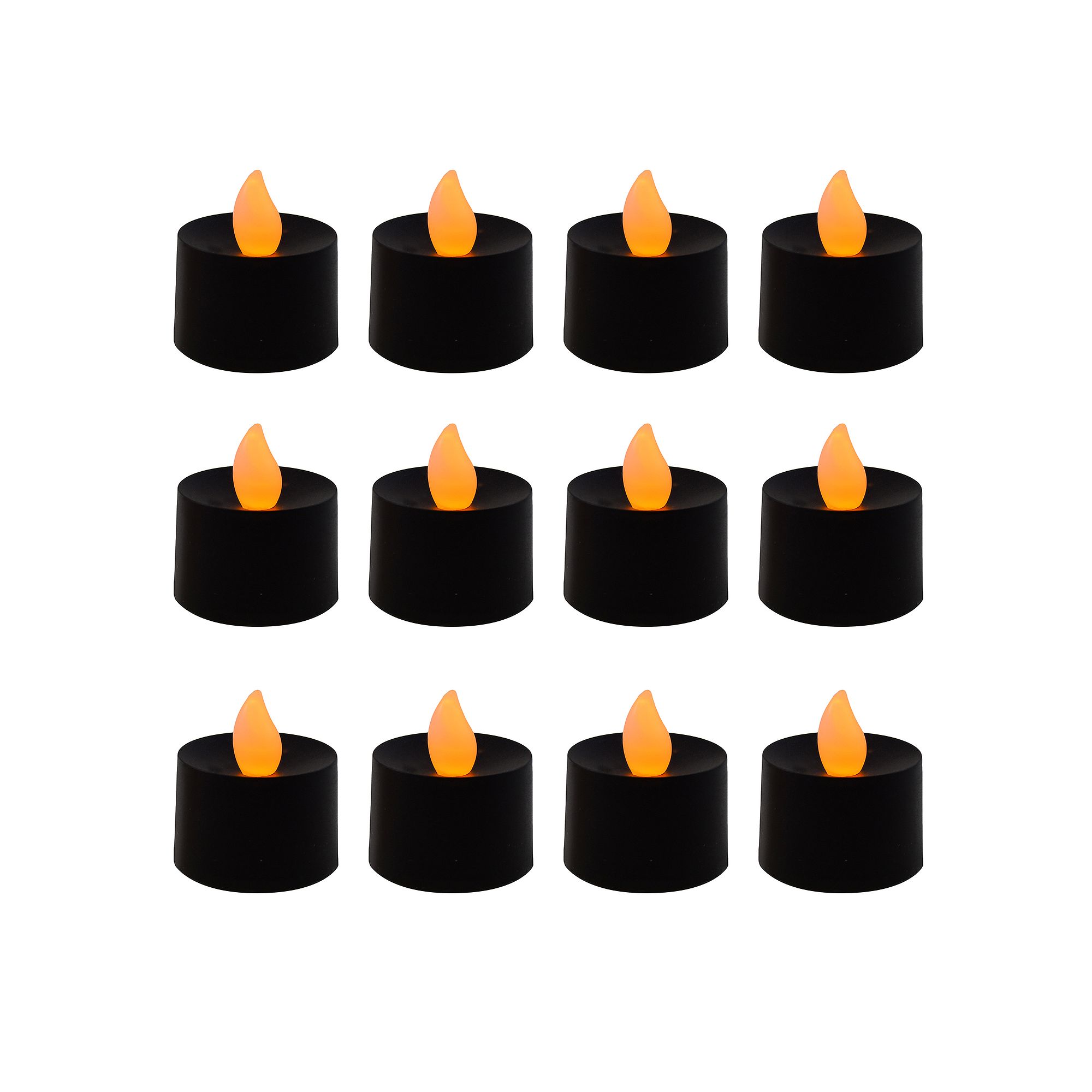 LumaBase Battery Operated LED Tea Light Candles Set, Orange Black