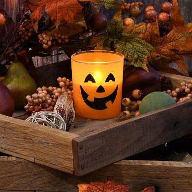 LumaBase Jack O' Lantern Battery Operated Wax LED Candle Set