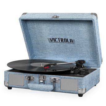 Victrola Linen Bluetooth Suitcase Record Player with 3-speed Turntable