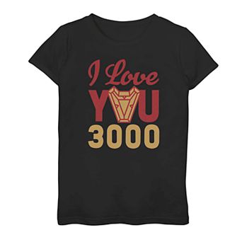 Girls 7-16 LICENSED CHARACTER Marvel Iron Man I Love You 3000 Arc Reactor Center Tee