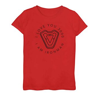 Girls 7-16 Marvel I Love You 3000 I Am Iron Man Arch Wrap Around Tee