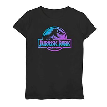 Girls 7-16 Jurassic Park Neon Gradient Logo Tee