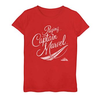 Girls 7-16 Marvel Paging Captain Marvel Distressed Tee