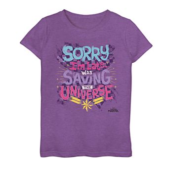 Girls 7-16 Captain Marvel Saving The Universe Quote Tee