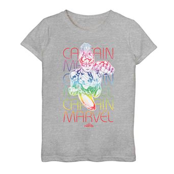 Girls 7-16 Captain Marvel Rainbow Logo Poster Tee