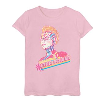 Girls 7-16 Captain Marvel Star Power Neon Portrait Tee