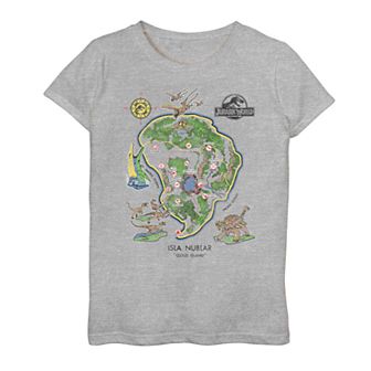 Girls 7-16 Jurassic World Isla Nublar Cloud Island Map Graphic Tee