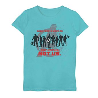 Girls 7-16 Marvel Avengers Endgame Group Silhouettes Not Us Quote Tee