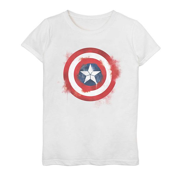 Girls 7-16 Marvel Captain America Shield Spray Painted Logo Tee