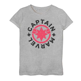 Girls 7-16 Captain Marvel Circle Wrap Around Logo Tee